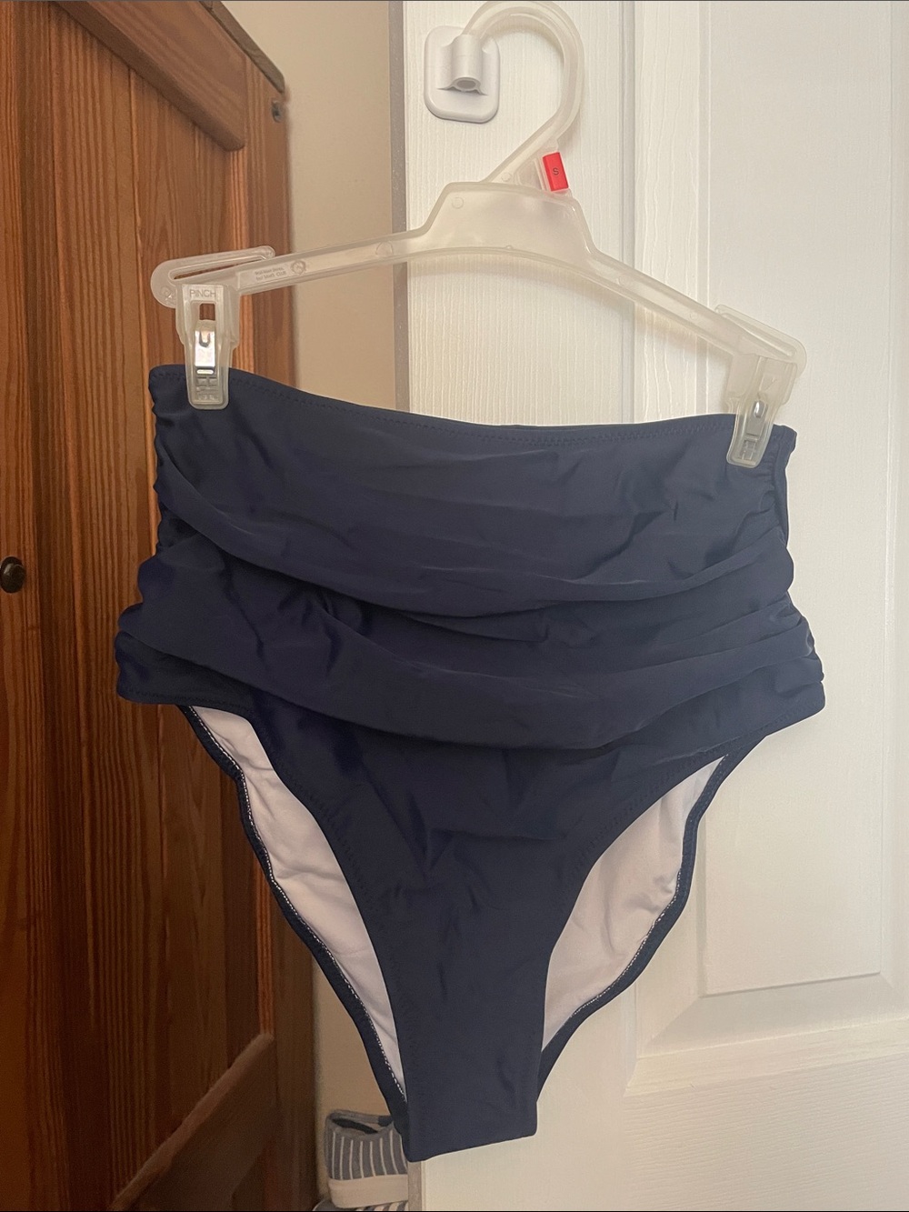 Cupshe Navy Ruched High-Waist Bikini Bottoms